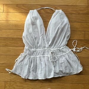 Ottod’ame White Cotton Plunge Cami | Italian Designer Summer Top